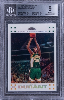 2007-08 Topps Chrome White Refractor #131 Kevin Durant Rookie Card (#97/99) - BGS MINT 9